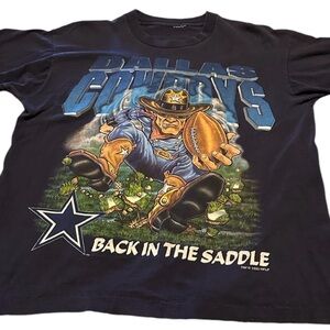 Vtg 1993 Dallas Cowboys Football Blue T Shirt Size L Back In The Saddle